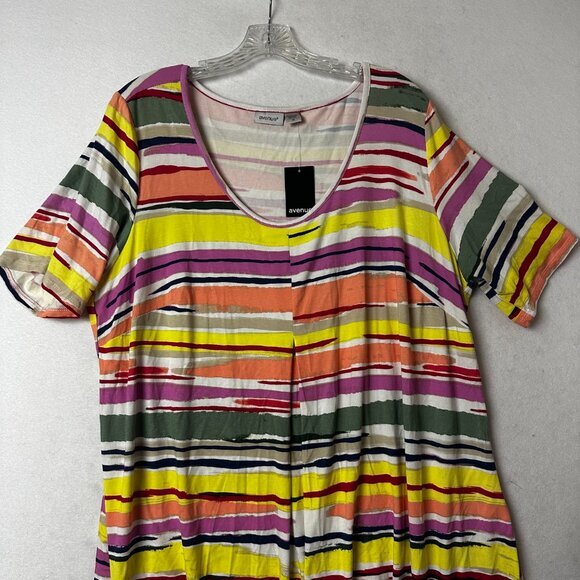 Avenue dress plus sz 20 watercolor stripe short sleeve tunic colorful spring NWT - Picture 2 of 4